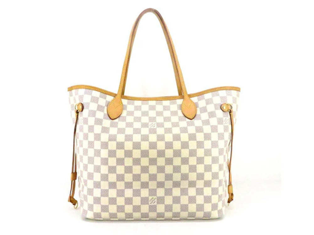 LOUIS VUITTON Neverfull Bag Tote Azur White